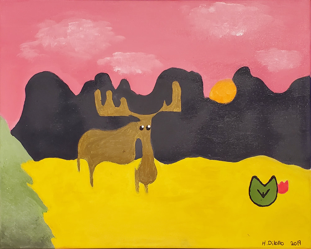Hallie Jo DiLollo, The Moose in the Marsh, Acrylic on Canvas.