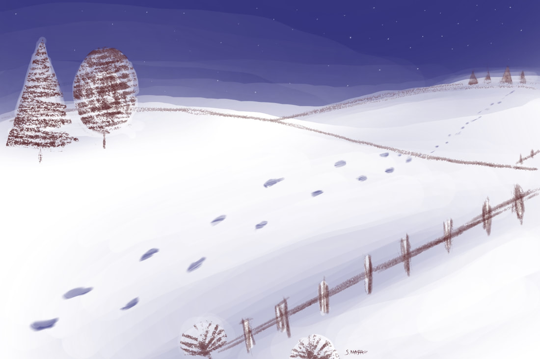 Still winter's night. Digital Illustration by Sophie Nash.