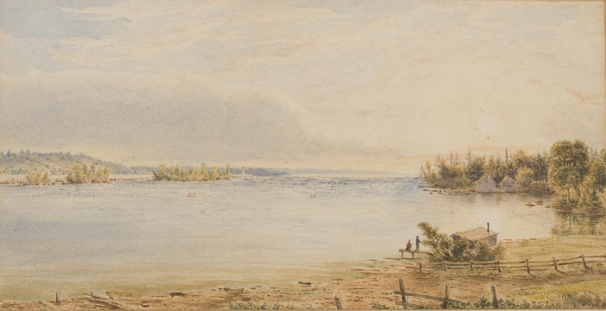 Watercolour Painting by John Herbert Caddy. View of the Sault Rapids.