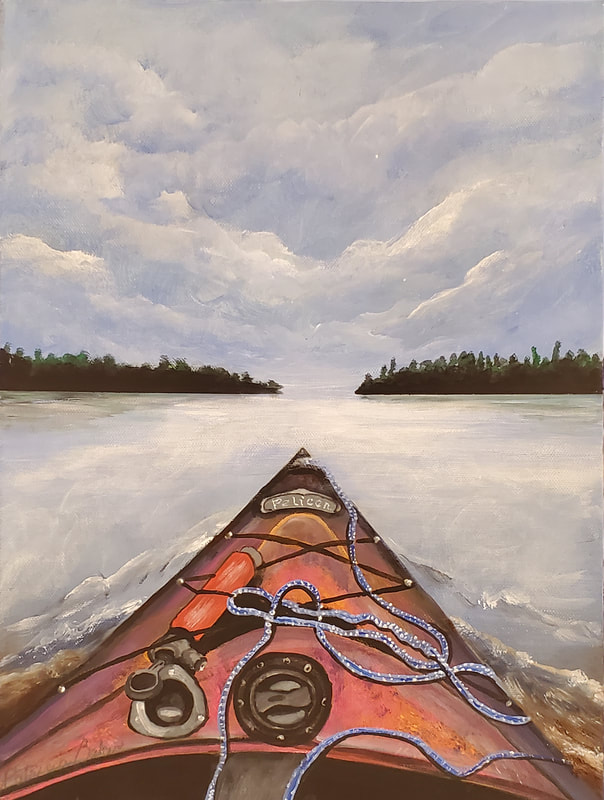 Paddle Your Own Canoe. Acrylic painting by Patricia Baker.