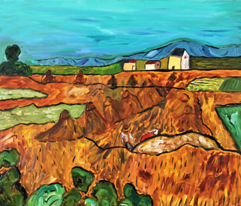 Harvesters, Van Gogh 003. Oil painting on canvas by Tom Kimsal.